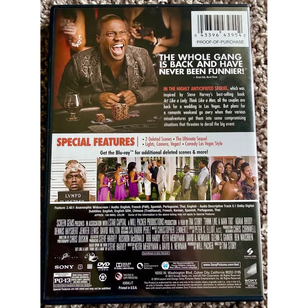 Sony Think Like a Man Too DVD Excellent Kevin Hart Comedy Las Vegas Sequel